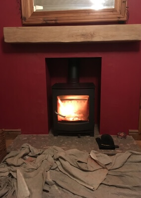 Dik Geurts Woodburning Stove With A Marble Hearth & Solid Oak Mantel - Kingswinford, West Midlands
