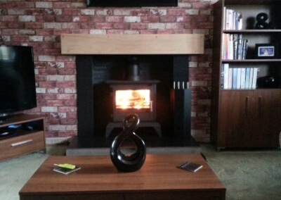 Fire fox 8kw multi fuel stove, with solid oak beam - sedgley, dudley.