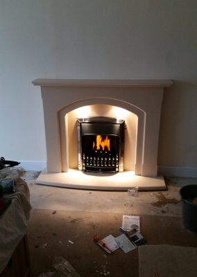 Slimline Valor Dream Gas Fire With Arched Marble Surround, Norton, Stourbridge.