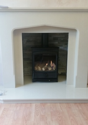Fireline fx5 Gas Fire Stove With Staggered Tiled Backing - Finchfield, Wolverhampton.