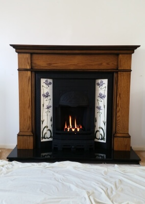 Cast Insert With Open fronted Gas Fire - Newport, South east Wales.