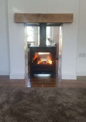 Chesney Salisbury Double Sided 10Kw Wooburning Stove With Solid Oak Mantel - Wollaston, Stourbridge.
