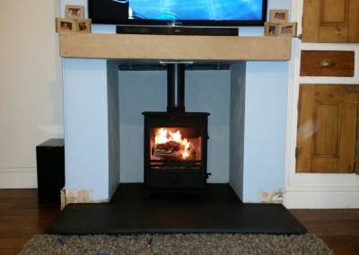 Fireline fx5w Multi Fuel Stove Install With Slate Hearth & Solid Oak Mantel - Wall Heath, Kingswinford.