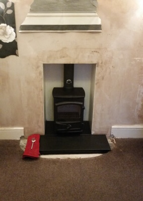 Fireline fp5 with slate hearth & Chimney lining - Wednesfield, Wolverhampton.