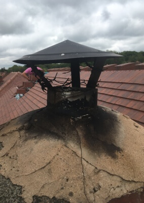 Chimney Sweep & Birds Nest Removal - New Rain Cap On Flue - Halesowen, Stourbridge, West Midlands.