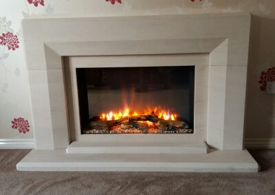Charlton & Jenrick Limestone Suite With An Integrated Electric Fire - Staffordshire