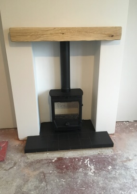 Charlton & Jenrick Fireline FX5W Multifuel Stove With Slate Hearth & A Solid Oak Mantel - Kingswinford, West Midlands